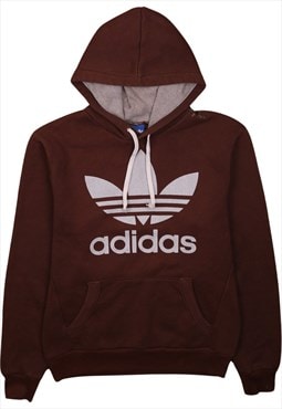 Vintage 90's Adidas Hoodie Spellout Pullover Brown Medium