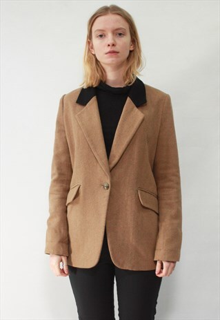 VINTAGE 80' CLASSIC BEAUTIFUL WOOL BEIGE JACKET