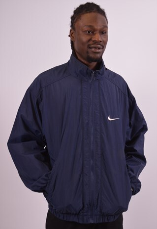 NIKE MENS VINTAGE TRACKSUIT TOP JACKET LARGE NAVY BLUE 90S