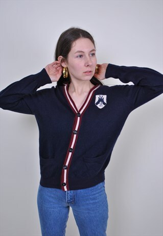 VINTAGE NEW YORK YANKES CARDIGAN, RETRO BLUE BASEBALL SHIRT