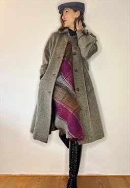 1960's vintage brown mohair coat with brown bow details