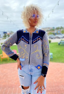 Vintage 90s Cowboy Embroidered Cardigan