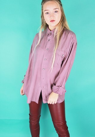 LIGHT PURPLE PURE SILK LONG SLEEVED BOYFRIEND SHIRT