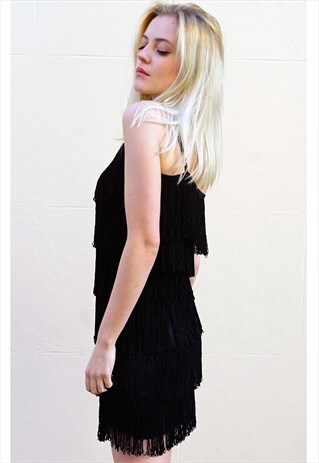 1920'S FRINGED FLAPPER DRESS (BLACK)