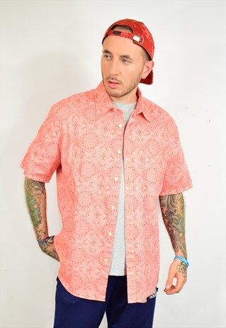 VINTAGE 90S ORANGE FUNKY PRINT FESTIVAL SHIRT