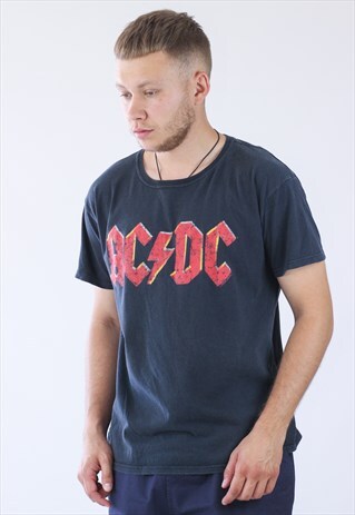 VINTAGE MENS AC/DC GRAPHIC T-SHIRT BANDS TEE