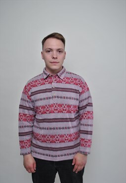 Men Aztec Sweatshirt . Vintage 1980s Pullover Sweater 80s