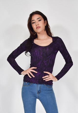 VERSACE JEANS COUTURE PURPLE T-SHIRT CASUAL
