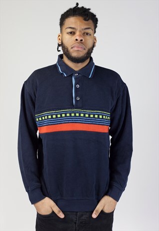 VINTAGE 90'S NAVY LONG SLEEVE POLO SHIRT