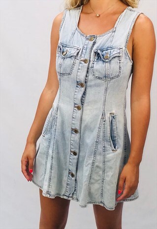 VINTAGE 90S BUTTON UP DENIM DRESS