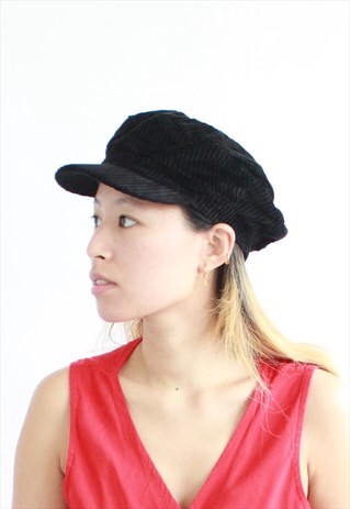 BLACK CORDOURY BAKER BOY HAT