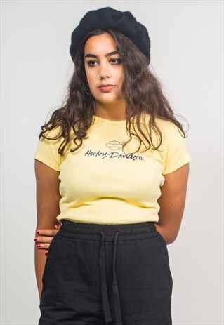 HARLEY-DAVIDSON VINTAGE 90'S YELLOW MEXICO PRINT T-SHIRT