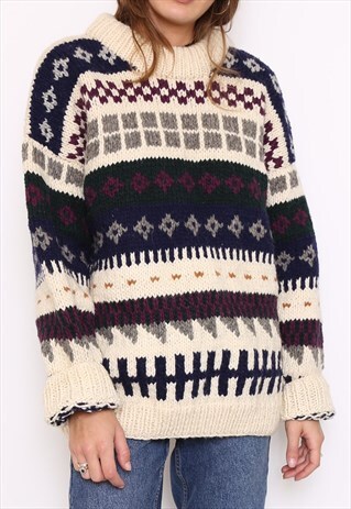 VINTAGE 80S WOOL CHUNKY KNIT JUMPER