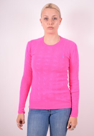 POLO RALPH LAUREN WOMENS VINTAGE JUMPER SWEATER SMALL PINK 9
