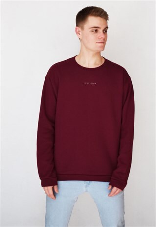 BURGUNDY I'M NO VILLAIN (WHITE) SWEATSHIRT