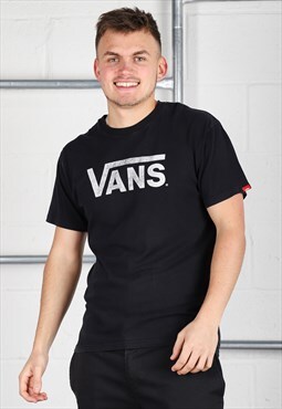 Vintage Vans T-Shirt in Black Short Sleeve Tee Medium