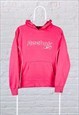 Vintage Reebok Hoodie Spell Out Embroidered Pink Small
