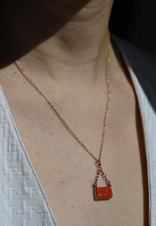 VINTAGE RARE FENDI RED BAGUETTE BAG CHARM NECKLACE