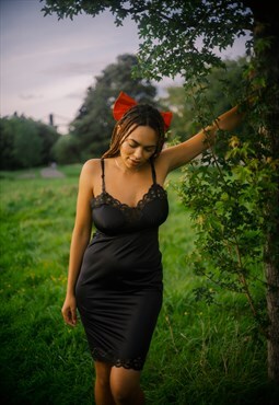 Vintage 90's Black lace slip dress