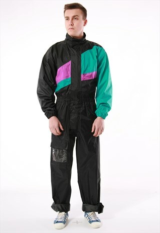 VINTAGE VTG RIMINI PVC RAIN SKI WATERPROOF OVERALLS 13998