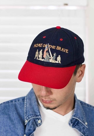 VINTAGE HOME OF THE BRAVE BASEBALL CAP LOGO 90S ONE SIZE 2.8