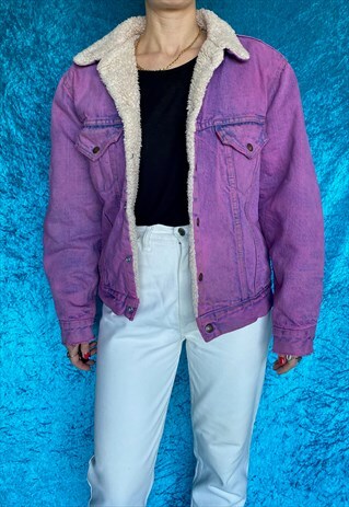 VINTAGE PINK LEVI'S FLEECE SHERPA DENIM JACKET