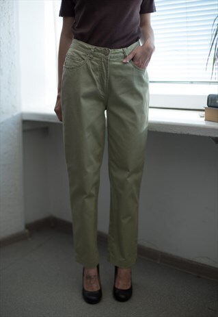 VINTAGE 80'S HIGH WAISTED GREEN TROUSERS