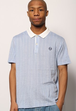 VINTAGE SERGIO TACCHINI LOGO POLO SHIRT BLUE WHITE