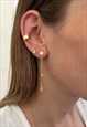 ZIRCONS LONG EARRINGS IN SILVER PLATED IN 22 CARAT GOLD