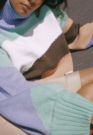 TURTLE NECK JUMPER IN MULTICOLOUR LANDSCAPE