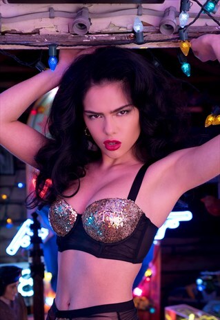 TALLULAH RUCHED GOLD STUDDED BRA