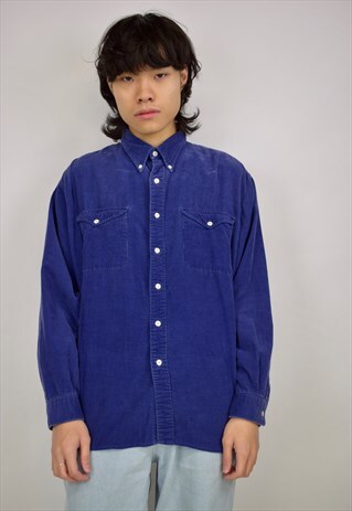 VINTAGE 90S J. CREW BLUE CORDUROY SHIRT