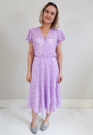 VINTAGE 90'S LILAC LIGHTWEIGHT SHEER CROSSOVER DRESS