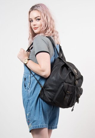 90'S LARGE BLACK RUCKSACK BACKPACK