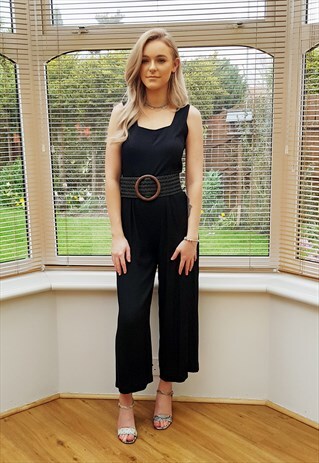 VINTAGE SLEEVELESS BLACK JUMPSUIT PLAYSUIT