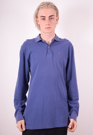 POLO RALPH LAUREN MENS VINTAGE POLO SHIRT LONG SLEEVE MEDIUM