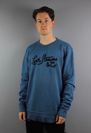 VINTAGE LEVI STRAUSS SWEATSHIRT IN BLUE WITH EMBROIDERED SPE
