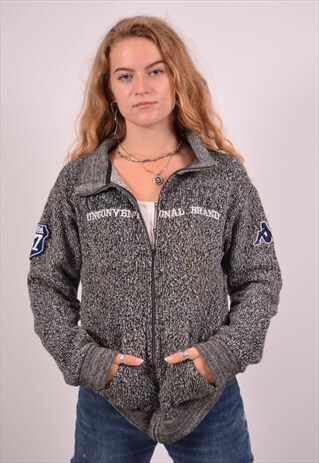 VINTAGE KAPPA CARDIGAN SWEATER GREY
