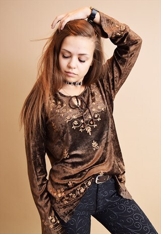 COOL 90'S RETRO BOHO EMBROIDERED FLARE SLEEVE TOP