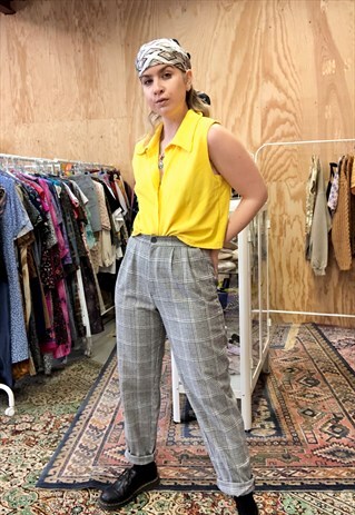 VINTAGE 70S GREY PLAID PANTS
