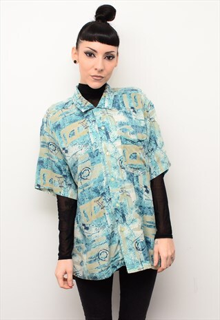 VINTAGE 90'S RETRO FUNKY PATTERNED OVERSIZED SHIRT