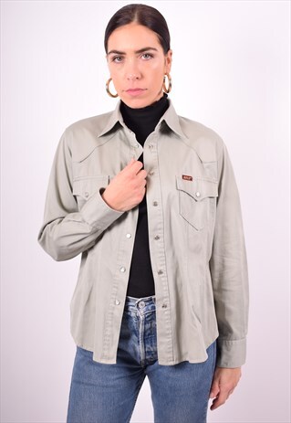 RIFLE WOMENS VINTAGE SHIRT MEDIUM GREY 90'S