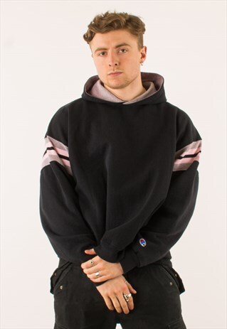 VINTAGE 90S BLACK CHAMPION HOODIE PULLOVER XXL