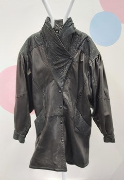 90s Vintage Spectra Leather Coat Black