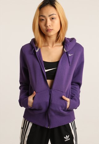 VINTAGE NIKE EMBROIDERED LOGO ZIPPED HOODIE