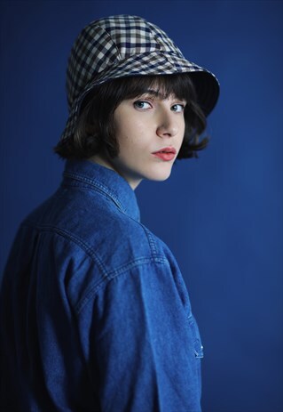 RARE VINTAGE AQUASCUTUM HOUSE CHECK REVERSIBLE BUCKET HAT.