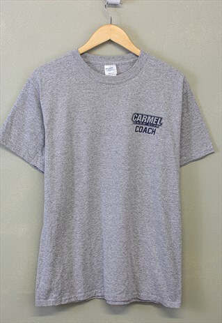 VINTAGE SPORTS GRAPHIC TEE GREY SHORT SLEEVE WITH SPELL OUT 
