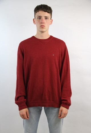 VINTAGE TOMMY HILFIGER WINE KNIT JUMPER