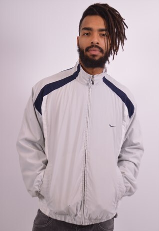 NIKE MENS VINTAGE TRACKSUIT TOP JACKET LARGE GREY 90S