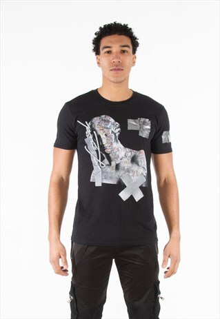 LOUD STATUE AND TAPE BLACK T-SHIRT
